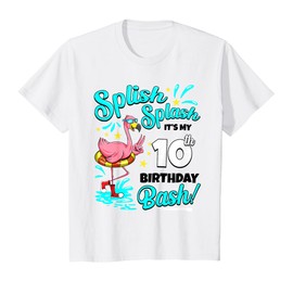 10th Birthday Flamingo 10 Years Old Pool Party Summer T-Shirt
