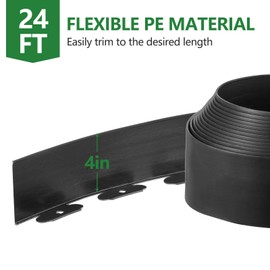 SUMGROW 4 in Tall Landscape Edging, 24 ft Garden Border with 30 Metal Spikes, Flexible Plastic for Lawns - Black, No-Dig Design