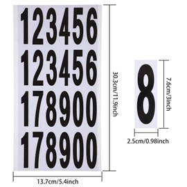 Outus 240 Pieces 10 Sheets Numbers Stickers Mailbox Numbers Self Adhesive Vinyl Numbers for Residence and Mailbox Signs (3 Inch, Black on White)