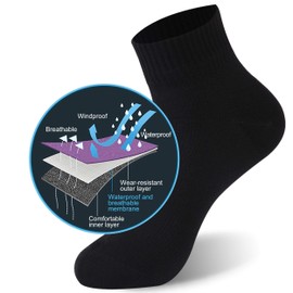 RANDY SUN Waterproof Hiking Socks, Womens Mens Winter Cushioned Trekking Ankle Dry Socks for Soccer Jogging 1 Pair (Black, Small)