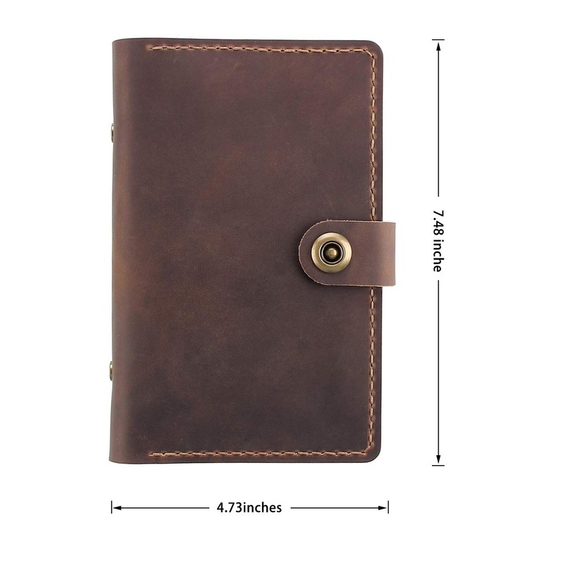 Leather Writing Journal Notebook Refillable, A6 Personal Size Traveler's Notebook