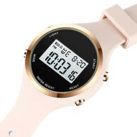 Women LED Display Elecreonic Watch Fashion Chrono Alarm Digital Clock Woman Outdoor Sport Wirstwatch (o-Off White-2)