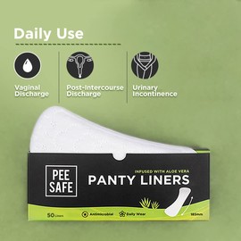 PEESAFE Aloe Vera Panty Liners for Women - Pack of 100 | Pantyliners with 185mm Length | Extra Comfort | Keeps You Dry & Fresh All Day Long