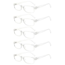 VIDEBLA 5 Pack Computer Reading Glasses Men and Women Anti Eyestrain Blue Light Blocking Glasses for Reading (5 Clear, 3.00)
