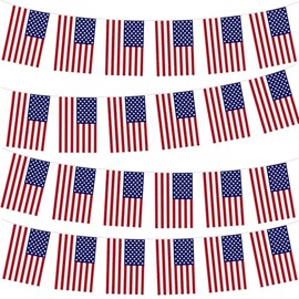 10m/32.8ft America Flags Bunting with 30 Flags for Oly 2024 Decorations,American Banner USA Bunting Flags for Oly 2024,Indoor Outdoor Sports Events Football,American Party Decorations
