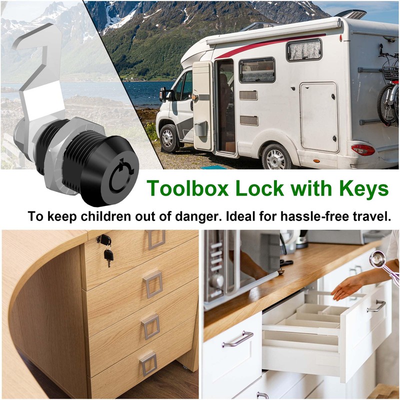 Hecfu 2 Pcs Toolbox Locks with Keys, 5/8" Tubular Cam