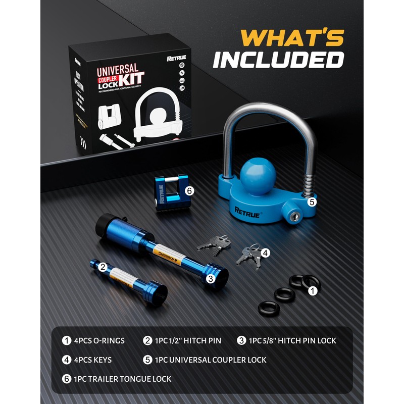 RETRUE Keyed Alike Trailer Lock Set Tow & Store Lock