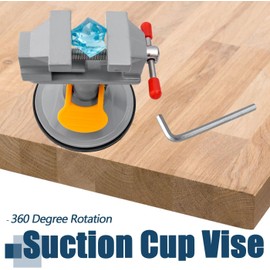 360° Rotating Mini Bench Vise with Suction Cup Base, Bestgle Adjustable Clamping Force Drill Press Vise for Jewelry Carving, DIY Wood Craftand Woodworking