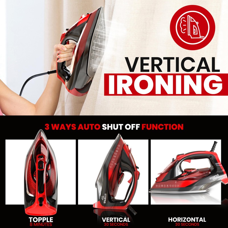 Utopia Home Steam Iron for Clothes - Non-Stick Soleplate -