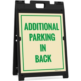 Additional Parking In Back Sidewalk Sign Kit, 18x24 Inches, With A Frame Stand, Made in USA