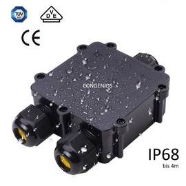 CONGENIOS XXL Connection Box with 3 x M25 Cable Entry (Extra Large), Includes Lustre Terminal, for Underground Cables up to 5 Cores (220-240V), Cable Connector, IP68, Waterproof Cable Sleeve, Black