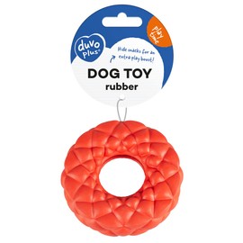 Duvoplus, Rubber Bubble Ring Dispenser 11 x 11 x 3.3 cm, Red, Toy, Red, Dog