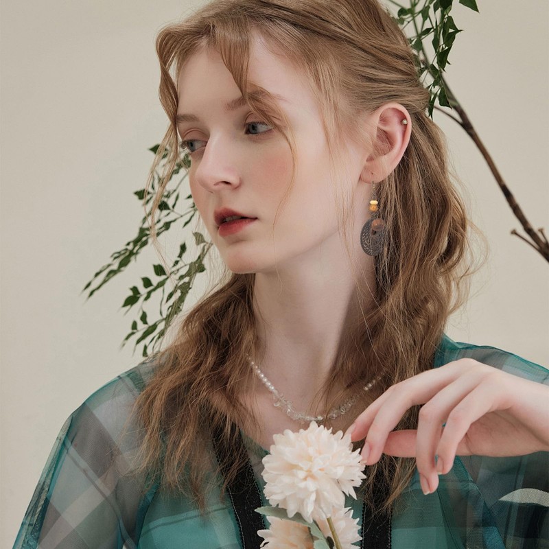 fall earrings pumpkin, Large, Wood, No Gemstone