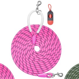 Codepets Long Rope Dog Leash for Dog Training 6FT 10FT 20FT 30FT 40FT 50FT for Medium Large Dogs Outside Walking Camping Backyard.(Pink, 40FT*1/2inch)