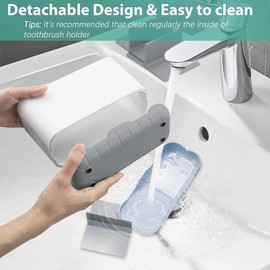 Toothbrush and Toothpaste Holder Drainage for Bathroom Countertop with Adjustable Dividers, Set Organiser toothbrush cover Plastic