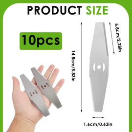 10 Pieces Metal Grass Trimmer Blades Lawn Mower Blades Replacement Blade for Lawn Mower Saw Blade for Cutting Grass Electric Cutting Machine Garden Tool