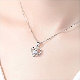 SEEKVER Collar de Plata de Ley 925 con corazón Infinito (Blanco)