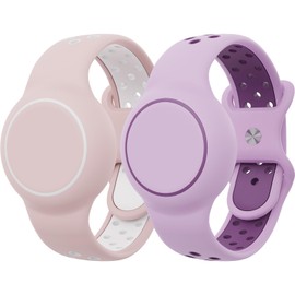 Waterproof Bracelets Compatible with AirTag for Kids, 2 Packs Silicone Holder with Hidden Cover Design Wristband Compatible with AirTag for Child, Breathable GPS Tracker Holder for Kids PWP