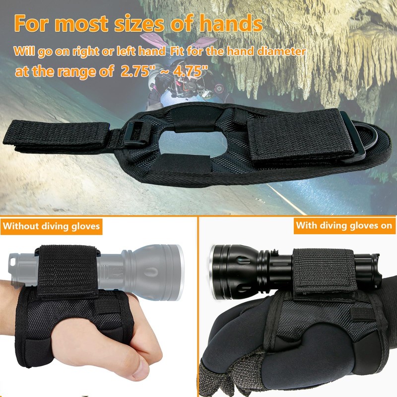 Diving Flashlight Wrist Mount Glove - PFSN Hands Free Dive