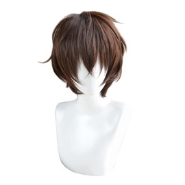 Heat Resistant Cosplay Wig, Second Castle, Osamu Dazai Katsura Cosplay Wig + 3 Bonus Pieces, Exclusive Net, Hairpin and Memo Pad Included