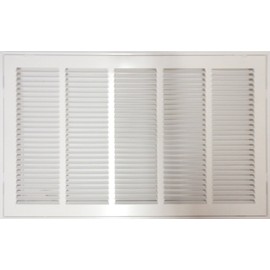 25" X 24" Steel Return Air Filter Grille for 1" Filter - Easy Plastic Tabs for Removable Face/Door - HVAC Duct Cover - Flat Stamped Face -White [Outer Dimensions: 26.75w X 25.75h]