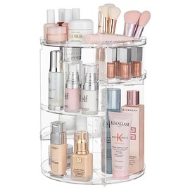 360° Rotating Makeup Organizer Skincare Organizers Adjustable Cosmetic Storage Spinning Holder Carousel Large Capacity Revolving Perfume Organizer Racks for Vanity - Color: Clear