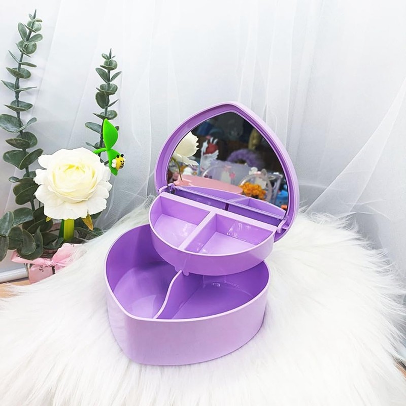 Gokoti Heart Shape Jewelry Boxes Heart-Shaped Jewelry Boxes Plastic Pink