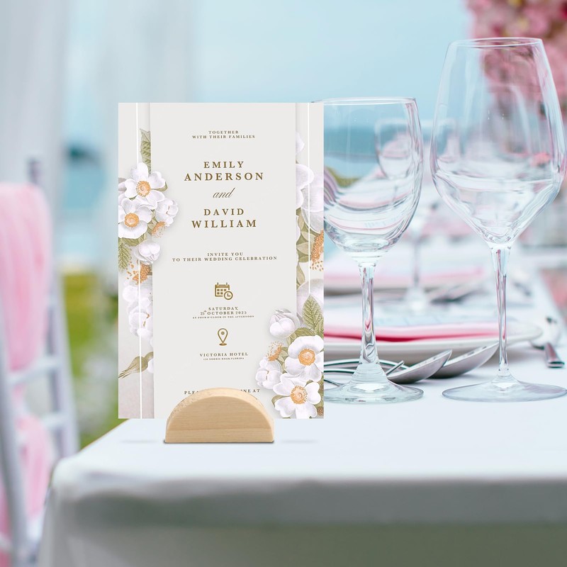 Kasoud Photo Holders for Tables, 10PCS Semicircular Wooden Place Card