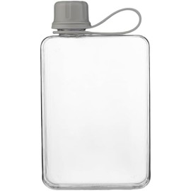 IDIDG Flat Water Bottle Travel Flask Portable 17 oz BPA Free Tritan Square Water Bottles Leakproof Slim Water Bottle for Purse Travel Pocket Sports Fitness (Grey, 17 Ounces)