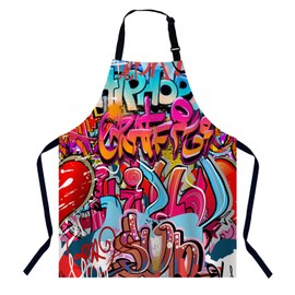 BGBDEIA Graffiti Wall Urban Hip Hop Apron Adjustable Neck Bib Apron for Men Women,Suitable for Kitchen Cooking Waitress Chef Apron