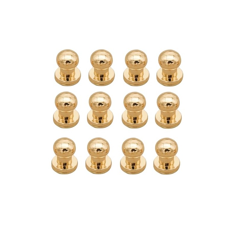 Denailey 12 Sets Solid Brass Round Head Button Stud Screw
