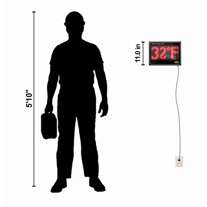 Yellow Safety®, Combo: Large Digital Time and Temperature Electric Sign,11"x15",