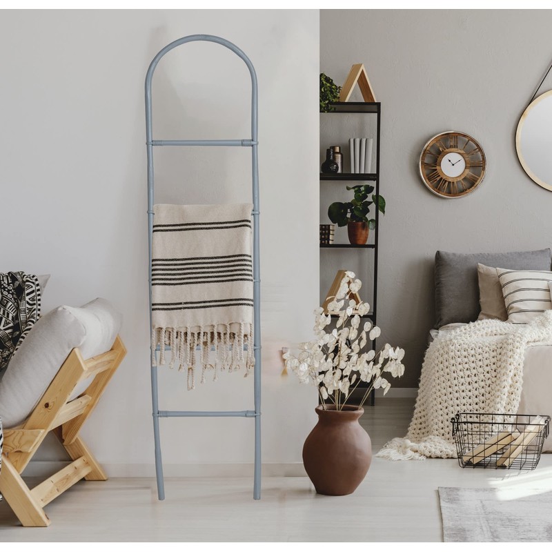 Creative Co-Op Decorative Bamboo Modern Towel Storage, Matte Grey Finish