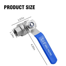 VIKKSAER 3/8 Inch Ball Valve, Pneumatic 304 Stainless Steel with Blue Handle Heavy Duty Full Port Ball Valve, for Water & Oil (3/8 inch)