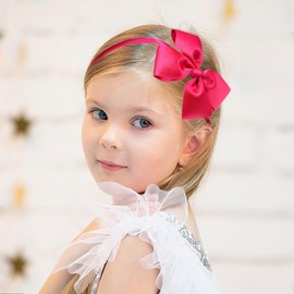 AMYDECOR Fashion Cute Bow Headband for Girls, Kids, and Toddlers (Hot Pink)