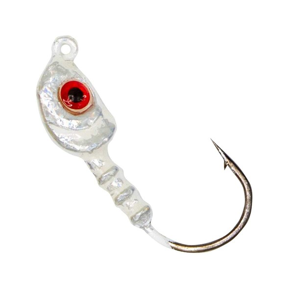 Charlie's Worms Fishing Lures Jig Heads with Double Eye Ball and Sharp Sturdy Hook for Saltwater Freshwater Bass Trout (White, 1/8oz.) 6pk.