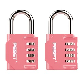 RESET-060 2 Pack 4 Digit Combination Lock Outdoor Padlock for School Gym Sports Locker Fence Toolbox Gate Suitcase Hasp Pink