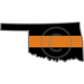Yellow Dog 5" Oklahoma Ok Thin Orange Line State Shape American Flag Search and Rescue Sticker