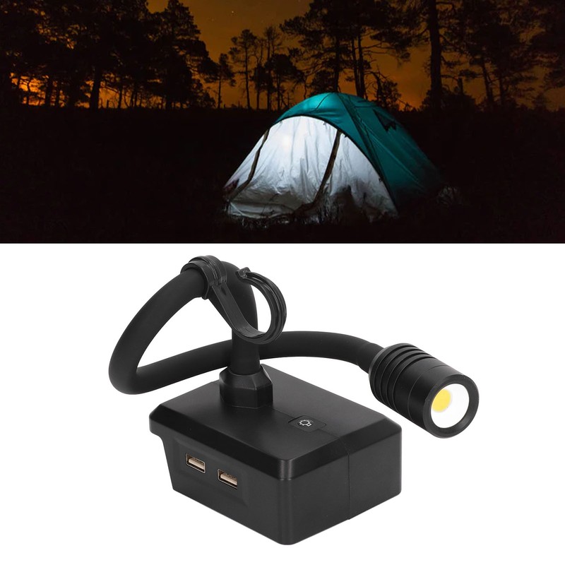 Gooseneck Work Light LED Cordless Lamp Rechargeable 2 USB Ports
