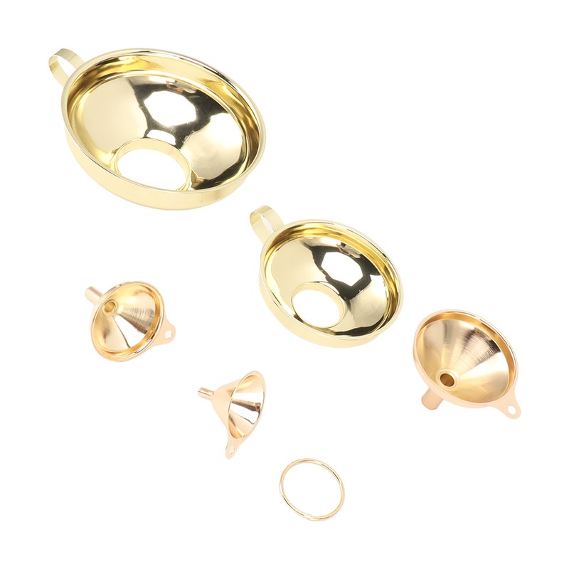 5 Pcs Funnel Set Stainless Steel Gold Plating Wide Mouth