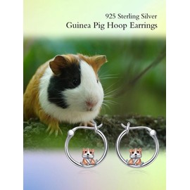 POTOPYY Guinea Pig Earrings 925 Sterling Silver Guinea Pig Hoop Earrings for Sensitive Ears Cute Animal Jewelry Birthday Christmas Gifts for Women Mom Wife Sister Daughter