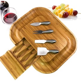Solander Skelf Large Cheese Board and Knife Set - Stylish Charcuterie Board Set,