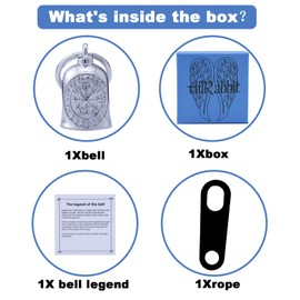 Motorcycle Viking Bell - Motorcycle Angel Bell for Men and Women, Motorcycle Accessories (Black Silver) (Silver)