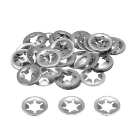 sourcing map 50PCS Internal Tooth Push on Locking Washers M8 x 18mm Speed Clips Fasteners, Stainless Steel Push Nut Washers