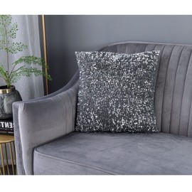 LIGICKY Set of 2 Silver Grey Glitzy Sequin Throw Pillow Covers Sparkling Decorative Gilter Metallic Square Cushion Cover Glam Pillow Cases for Sofa Couch Bedroom Home Party Decor (18 x 18 Inches)