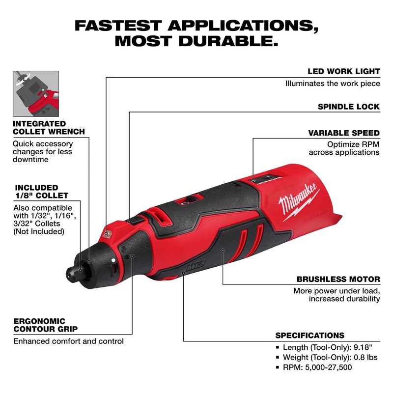Milwaukee M12 Brushless Rotary Tool (Bare Tool)