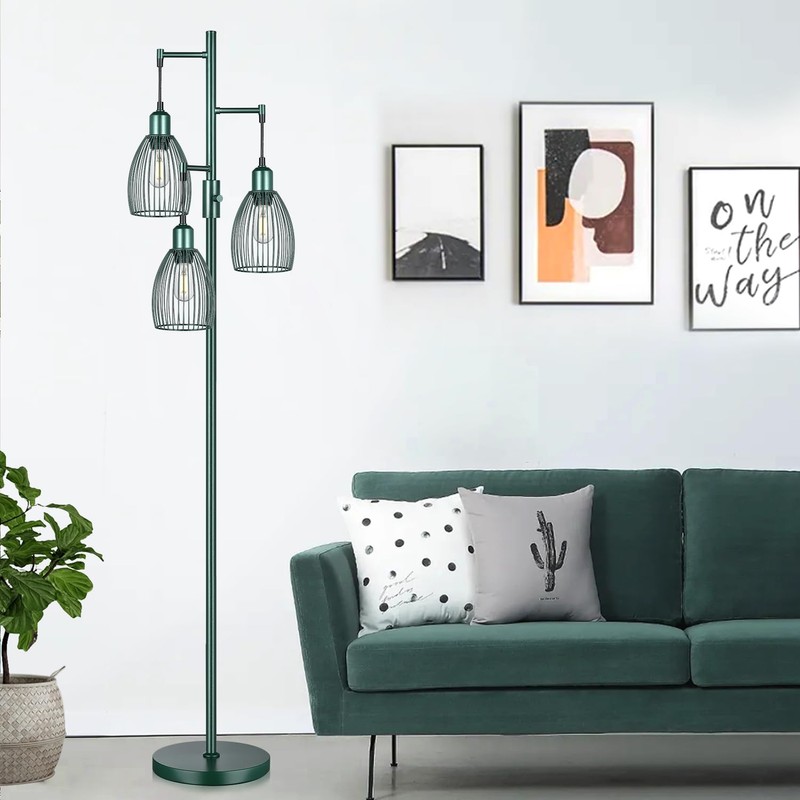 Dimmable Industrial Floor Lamps for Living Room, Green Tree Standing