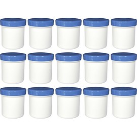 15 ointment containers, cream jars, high ointment jars, 12 ml capacity with blue lids, made in Germany