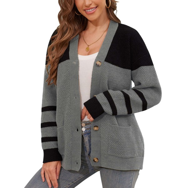 Abtel Womens Long Sleeve Knitted Cardigan Ladies Open Front Button