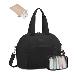 LOVEVOOK Gym Bag for Women 3Pcs Puffer Duffle Bag for Travel Hospital Carry on Weekender Tote for Personal Item, Black Large